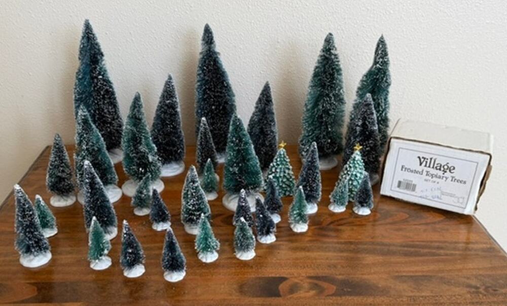 Lemax and Dept 56 Mix Lot of Bottle Brush Trees